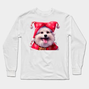 Christmas Pomeranian Puppy Long Sleeve T-Shirt